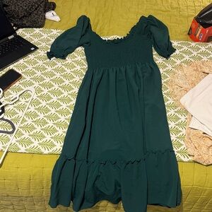 Hill House Deep Green Short Sleeve Dress